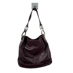 Celsius Women's Red Burgundy Leather Detachable Strap Shoulder Bag Size Medium